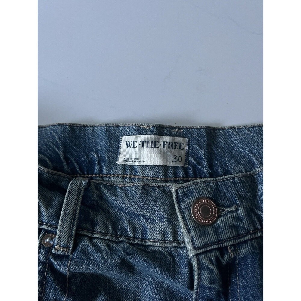 We The Free Benji Relaxed Wide Leg Blue Jeans Cotton Button Zip Pockets Sz 30 - Picture 5 of 8